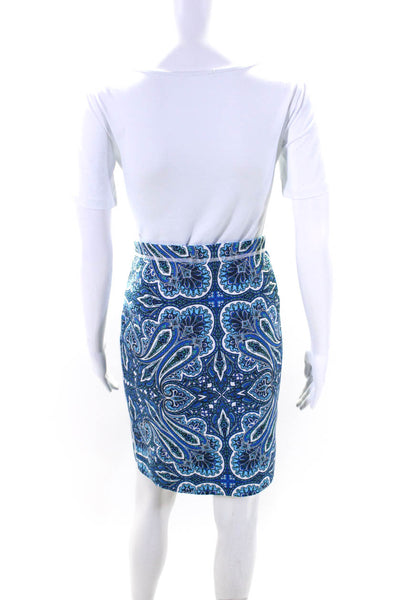 J. Mclaughlin Womens Elastic Waist Pull-On A-Line Mini Skirt Blue Paisley Size S