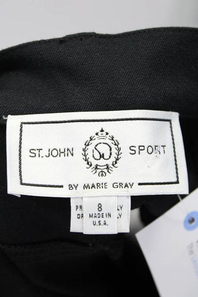 St. John Sport Women's Button Closure Flat Front Straight Leg Pant Black Size 8