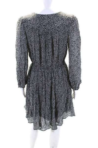 Maeve Anthropologie Women's V-Neck Long Sleeves Flare Mini Dress Black Size XS