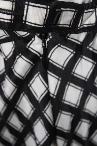 Theory Womens Geometric Print Unlined Midi Box Pleated Skirt White Black Size 10