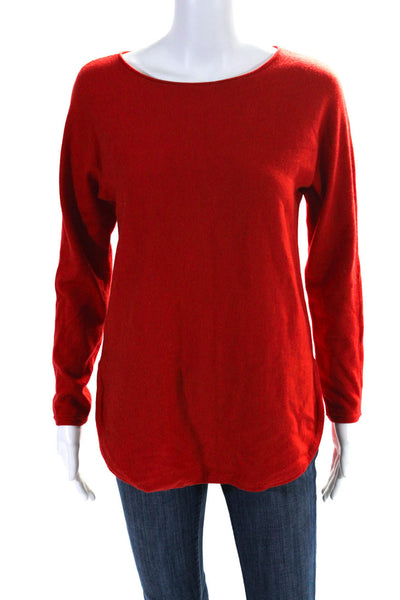 Eileen Fisher Womens Merino Wool Long Sleeve Curved Hem Knit Top Red Size XS