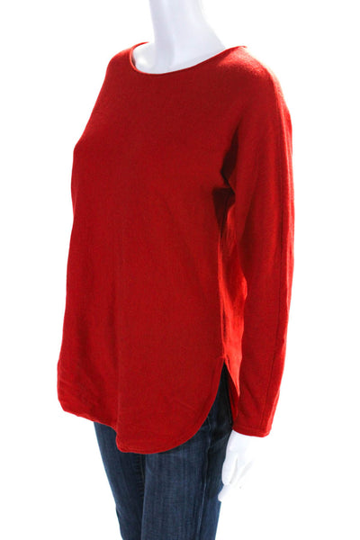 Eileen Fisher Womens Merino Wool Long Sleeve Curved Hem Knit Top Red Size XS