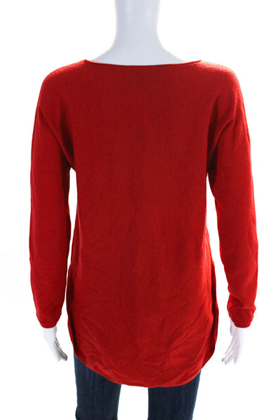 Eileen Fisher Womens Merino Wool Long Sleeve Curved Hem Knit Top Red Size XS