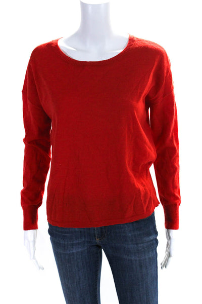 Eileen Fisher Womens Merino Wool Long Sleeve Round Neck Knit Top Red Size XS