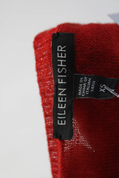 Eileen Fisher Womens Merino Wool Long Sleeve Round Neck Knit Top Red Size XS