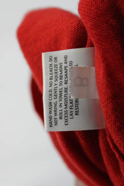 Eileen Fisher Womens Merino Wool Long Sleeve Round Neck Knit Top Red Size XS