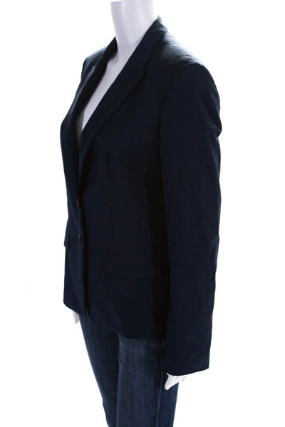Boss Hugo Boss Womens Wool Long Sleeve Two Button Blazer Jacket Navy Blue Size 8