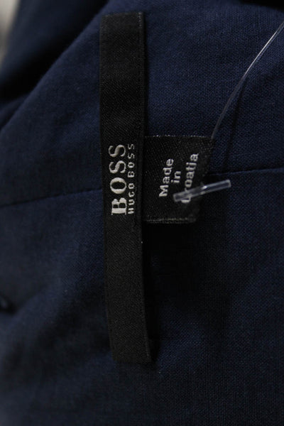 Boss Hugo Boss Womens Wool Long Sleeve Two Button Blazer Jacket Navy Blue Size 8