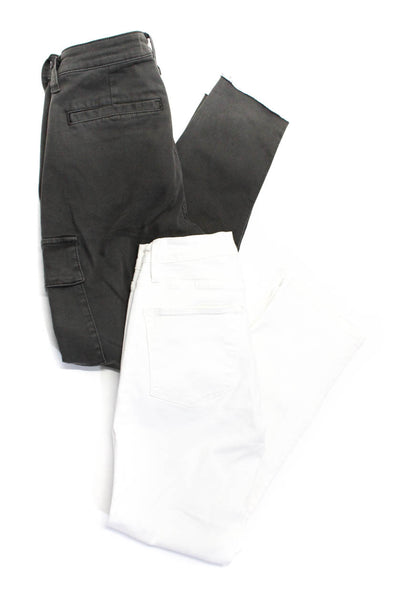 Frame Joes Womens Cotton Straight Leg Cargo Jeans White Gray Size 26 28 Lot 2