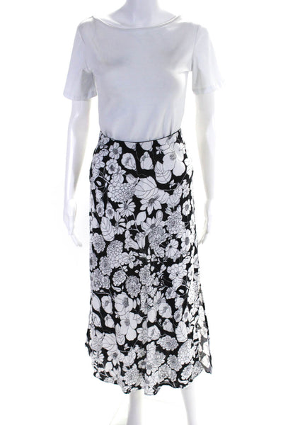 J Crew Women's High Neck Sleeveless Two Piece Skirt Set Black Floral Size XXS