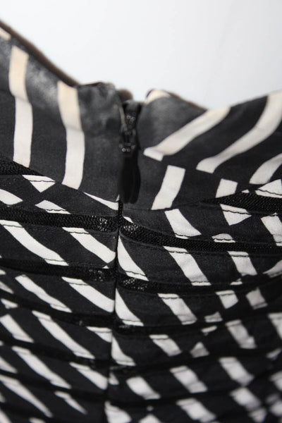 Parker Womens Silk Striped Print Sleeveless Textured Zipped Dress Black Size S