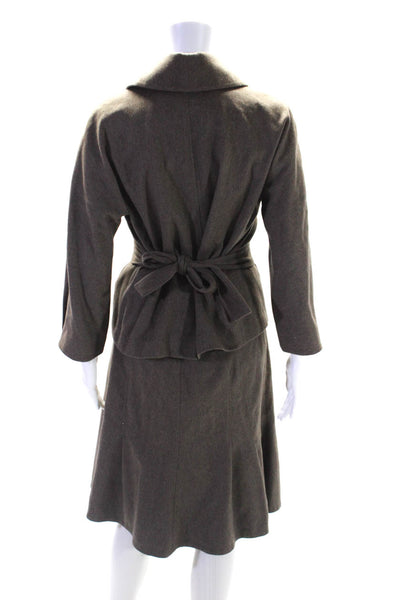 Brooks Brothers Womens Back Zip 3/4 Sleeve V Neck Faux Wrap Dress Gray Size 2