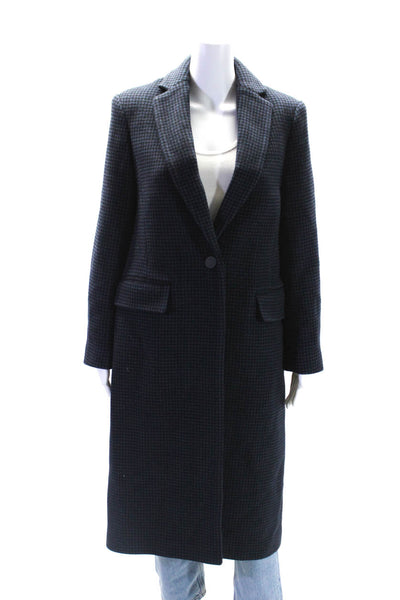 Club Monaco Women's Long Sleeves Lined One Button Long Coat Plaid Size M