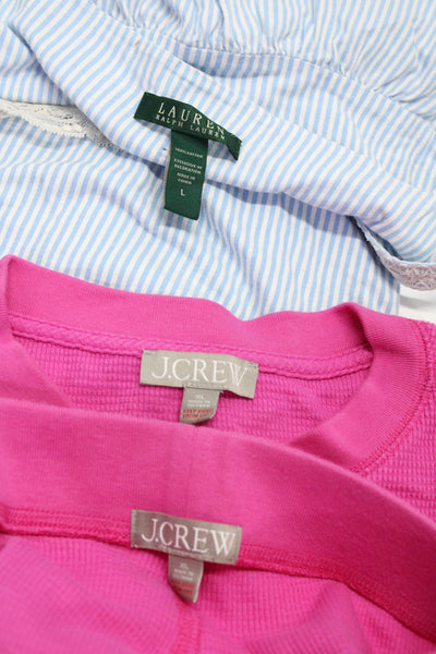 J Crew Women's Round Neck Long Sleeve Henley Blouse Pink Size XL Lot 3
