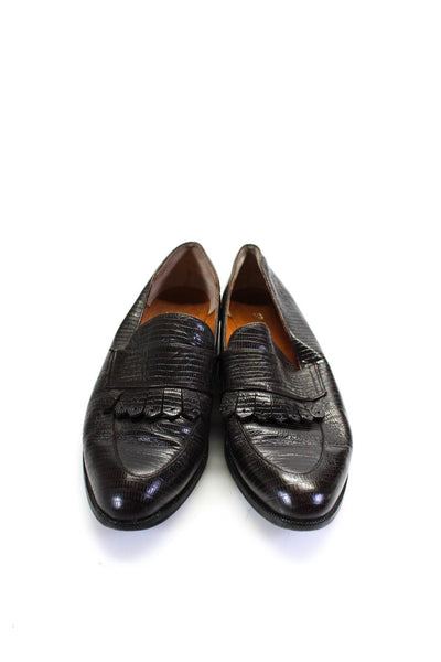 Robert Clergerie Men's Round Toe Leather Slip-On Loafers Black Size 8.5