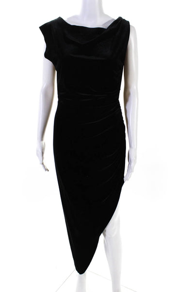 Norma Kamali Womens Boat Neck Sleeveless Slit Hem Velvet Maxi Dress Black Size M