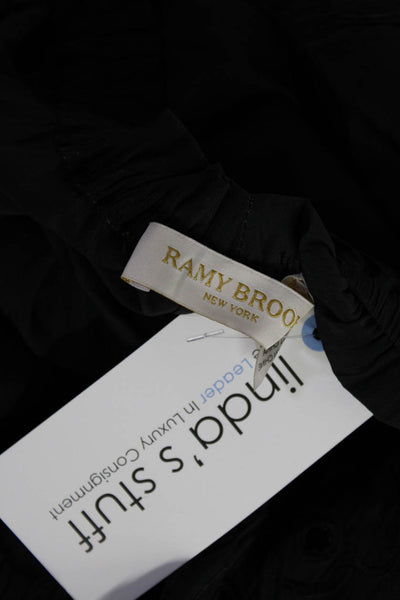 Ramy Brook Women's V-Neck Short Sleeves Drop Waist Mini Dress Black Size M