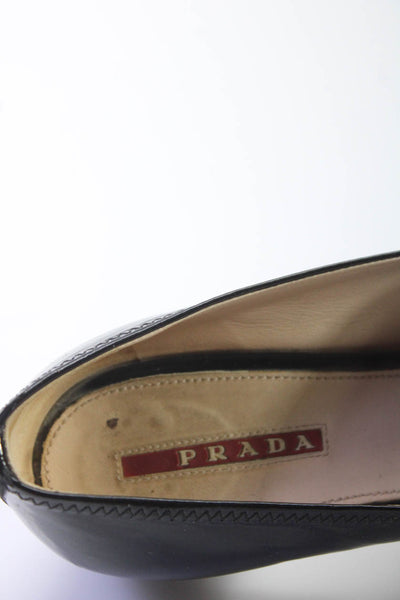 Prada Womens Black Leather Buckle Embellished Pumps Shoes Size 6.5