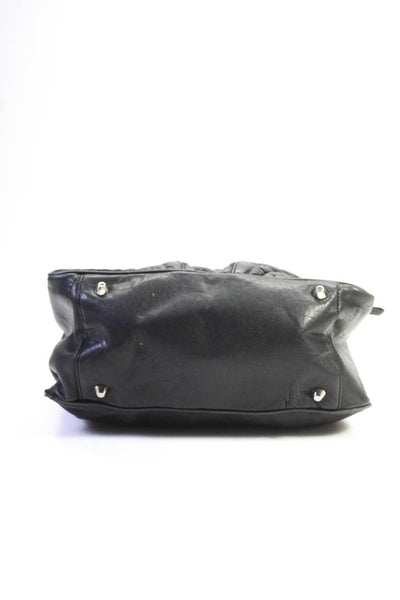 Cynthia Rowley Womens Black Leather Zip Front Shoulder Bag Handbag