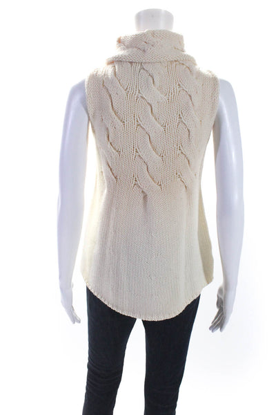 Giambattista Valli Womens Cream Wool Turtleneck Sleeveless Sweater Top Size XS