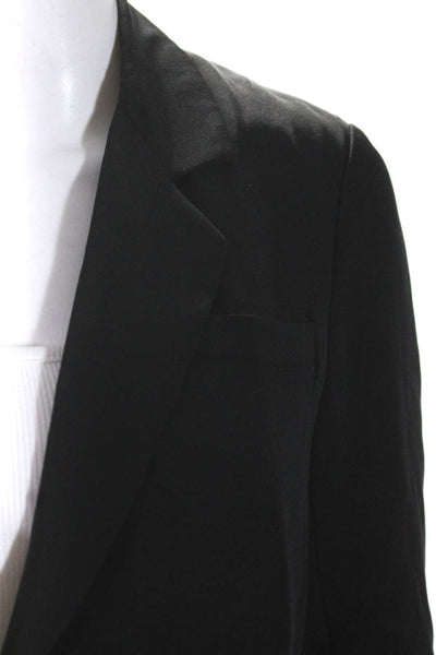 Elizabeth and James Womens Black Silk One Button 3/4 Sleeve Blazer Size 0