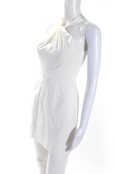 Elie Tahari Womens White Halter Zip Back Sleeveless Lined Shift Dress Size 0