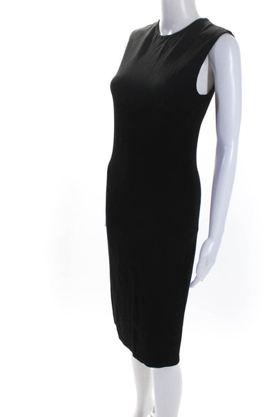 Vince Womens Solid Black Crew Neck Sleeveless Zip Back Shift Dress Size XS