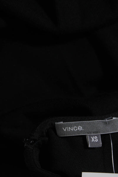 Vince Womens Solid Black Crew Neck Sleeveless Zip Back Shift Dress Size XS