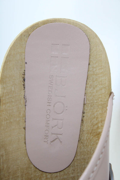 Bjork Swedish Comfort Womens Wooden Platform Leather Clogs Beige Size 41 11