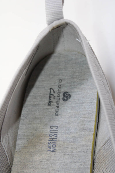 Clarks Womens Satin Elastic Knit Slip On Sneakers Gray Size 11