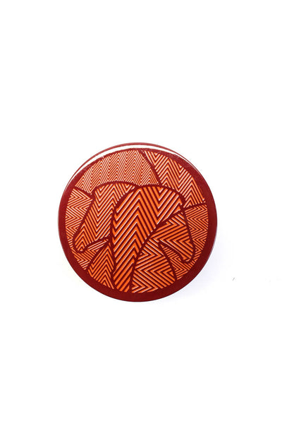 Hermes Red Orange Lacquered Cavales Small Round Twilly Box