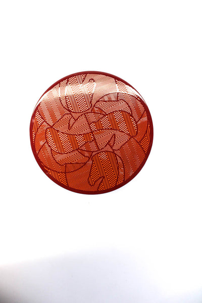 Hermes Red Orange Lacquered Cavales Large Round Twilly Box