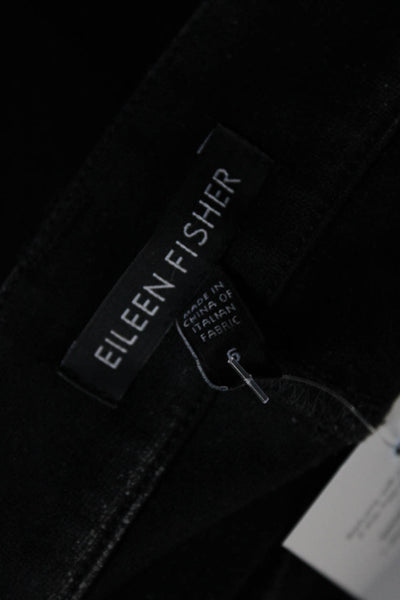 Eileen Fisher Womens Mid Rise Stretch Straight Leg Trousers Pants Black Size 6