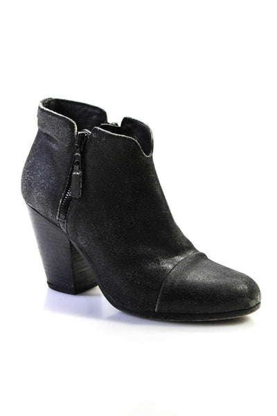 Rag & Bone Womens Leather Cap Toe Zip Up Ankle Boots Black Size 40 10
