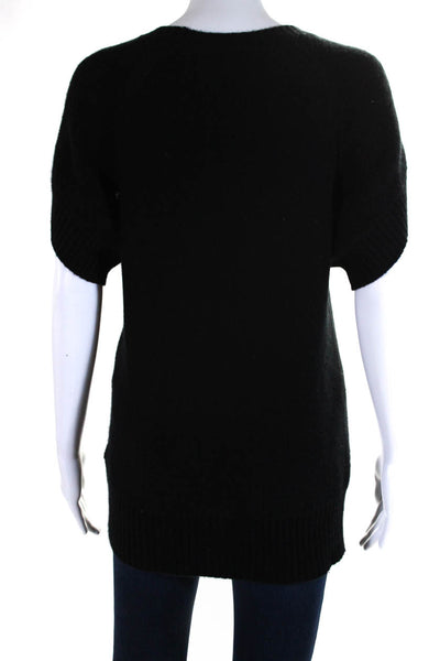 Velvet Womens Cashmere Short Sleeves Crew Neck Sweater Black Size Petite