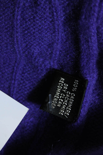Ralph Lauren Black Label Womens Cable Knit Turtleneck Sweater Purple Size Large