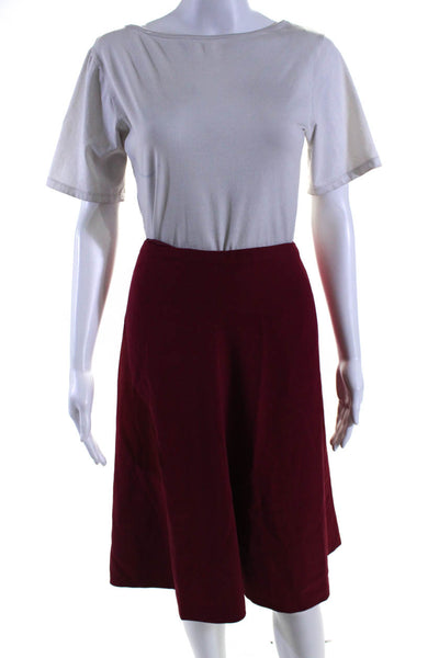 Max Mara Women Zip Closure Flare Lined Midi Skirt Red Size 10