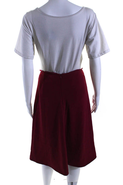 Max Mara Women Zip Closure Flare Lined Midi Skirt Red Size 10