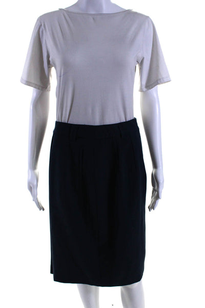 Armani Collezioni Women's Button Closure Pockets A-Line Midi Skirt Blue Size 12