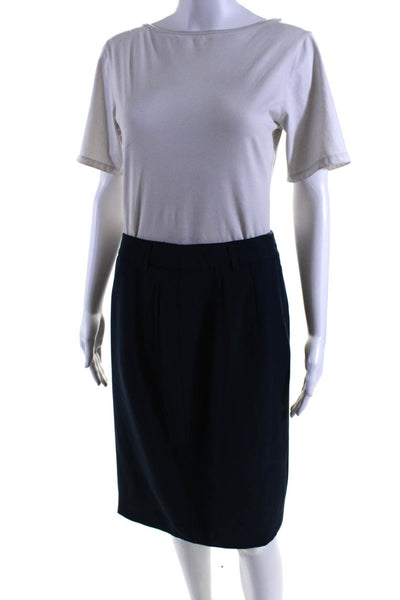 Armani Collezioni Women's Button Closure Pockets A-Line Midi Skirt Blue Size 12