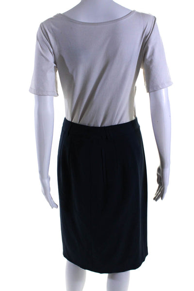 Armani Collezioni Women's Button Closure Pockets A-Line Midi Skirt Blue Size 12