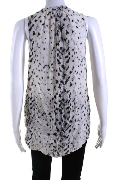 Joie Womens Silk Animal Print Tank Top White Black Size Small