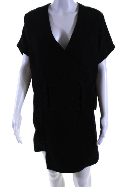 Luisa Et La Luna Womens Short Sleeves Belted Shirt Dress Black Size 2