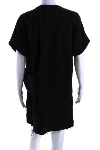 Luisa Et La Luna Womens Short Sleeves Belted Shirt Dress Black Size 2