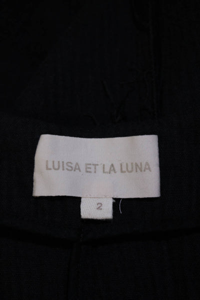 Luisa Et La Luna Womens Short Sleeves Belted Shirt Dress Black Size 2