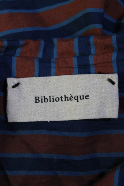 Bibliotheque Womens Striped Button Down A Line Dress Brown Blue Size EUR 38