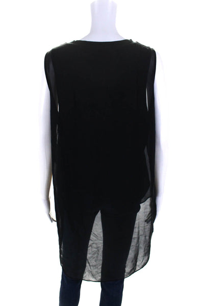 Go By GoSilk Womens Silk Double Layer Asymmetrical Tank Top Black Size Large