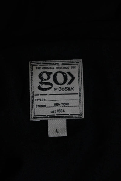 Go By GoSilk Womens Silk Double Layer Asymmetrical Tank Top Black Size Large