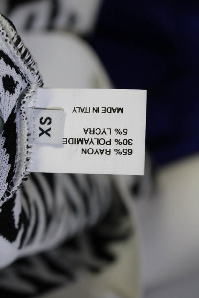 Proenza Schouler Womens Short Sleeve Printed Striped Knit Top White Black XS
