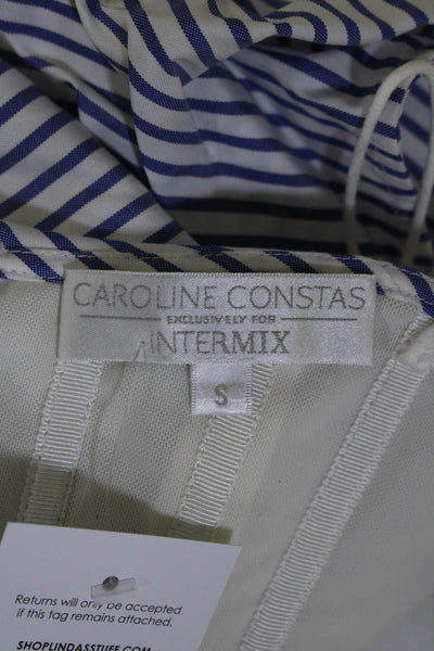 Caroline Constas Womens 3/4 Sleeve Sweetheart Striped Top White Blue Size Small